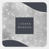 luxueuze vierkante sticker met zilverspargel (Voorkant)