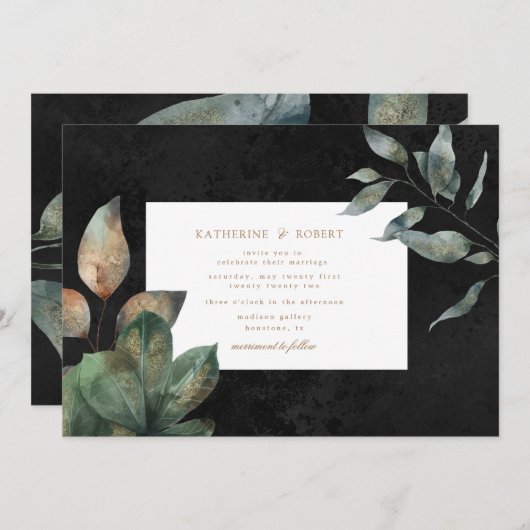 luxueuze waterverf bruiloft kaart (Voorkant / Achterkant)