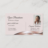 Luxueuze Waved Roos Gold Decor Initialen en foto Visitekaartje (Achterkant)