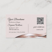 Luxueuze Waved Roos Gold Decor Initialen QR-code Visitekaartje (Achterkant)