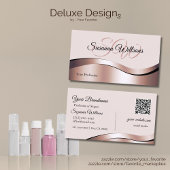 Luxueuze Waved Roos Gold Decor Initialen QR-code Visitekaartje