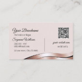 Luxueuze Waved Roos Gold Decor Logo en QR-code Visitekaartje (Achterkant)