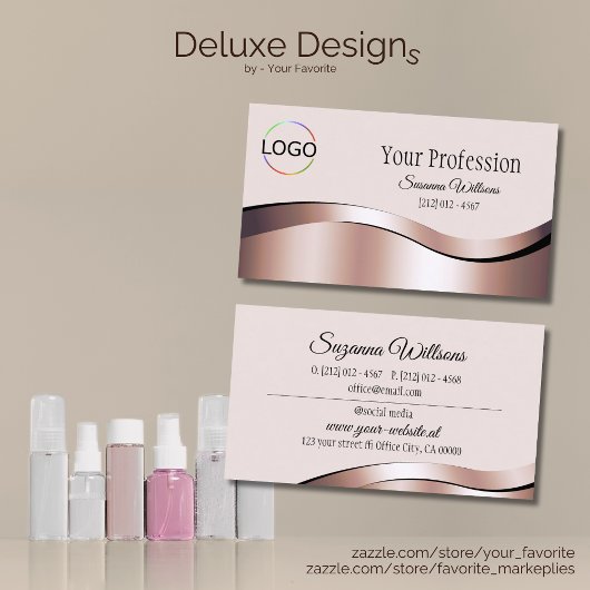 Luxueuze Waved Roos Gold Decor met Branding Logo Visitekaartje