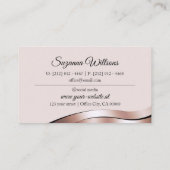 Luxueuze Waved Roos Gold Decor met Initialen Visitekaartje (Achterkant)