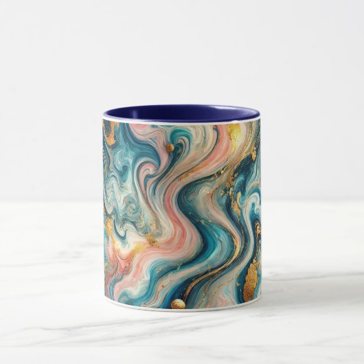 Luxueuze wervelingen van blauw met goud mok (Midden)