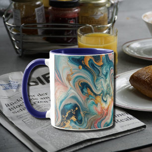 Luxueuze wervelingen van blauw met goud mok