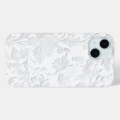 Luxueuze witte bloem in reliëf telefoonhoesje Case-Mate iPhone case (Achterkant (horizontaal))