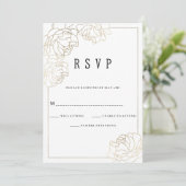 Luxueuze witte gouden typografie pioen bloemstuk R Kaart (Staand voorkant)