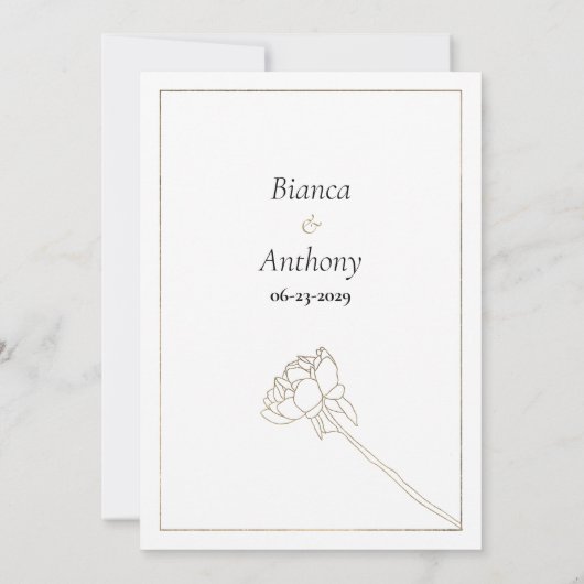 Luxueuze witte gouden typografie pioen bloemstuk R Kaart (Achterkant)