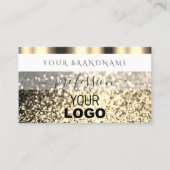 Luxueuze, witte goudhoudende glitter met Logo Visitekaartje (Voorkant)