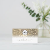 Luxueuze, witte goudhoudende glitter met Logo Visitekaartje (Staand voorkant)