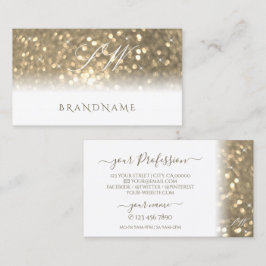 Luxueuze witte goudmousserende glittermonogram visitekaartje