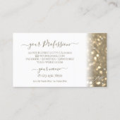 Luxueuze witte goudmousserende glittermonogram visitekaartje (Achterkant)