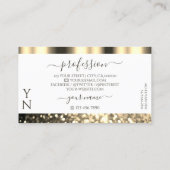 Luxueuze witte goudmousserende glittermonogram visitekaartje (Achterkant)