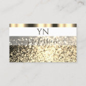 Luxueuze witte goudmousserende glittermonogram visitekaartje (Voorkant)