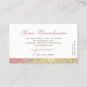 Luxueuze witte roze goudhoudende glitter Shimmery Visitekaartje (Achterkant)