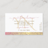 Luxueuze witte roze goudsparkle Glitter-monogram Visitekaartje (Achterkant)