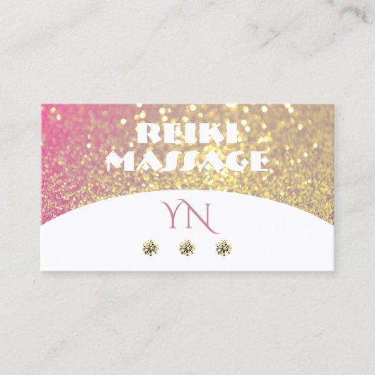 Luxueuze witte roze goudsparkle Glitter-monogram Visitekaartje (Voorkant)