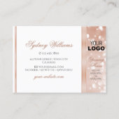 Luxueuze witte rozengoudhoudende glitter-Logo Visitekaartje (Achterkant)