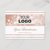 Luxueuze witte rozengoudhoudende glitter-Logo Visitekaartje (Voorkant)