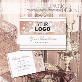 Luxueuze witte rozengoudhoudende glitter-Logo Visitekaartje