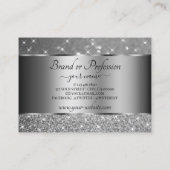 Luxueuze zilveren glitter lumierige spaarsterren visitekaartje (Achterkant)