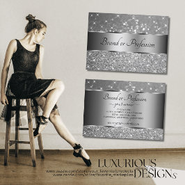 Luxueuze zilveren glitter lumierige spaarsterren visitekaartje