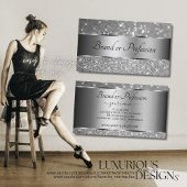 Luxueuze zilveren glitter lumierige spaarsterren visitekaartje