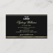 Luxueuze zilverglitter Logo zwarte gouden rand Visitekaartje (Achterkant)