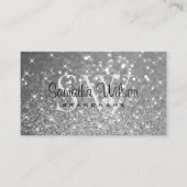 Luxueuze zilverglitter lumierige Initialen Visitekaartje (Voorkant)
