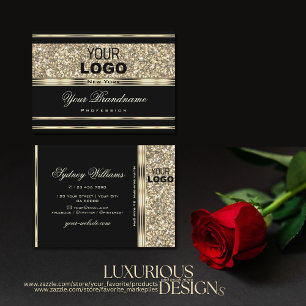 Luxueuze zwart en goudglitter Stars Logo Modern Visitekaartje