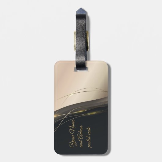 Luxueuze zwarte beige goudberoeps bagagelabel (Achterkant verticaal)