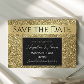 Luxueuze Zwarte en Gouden Bruiloft Save The Date