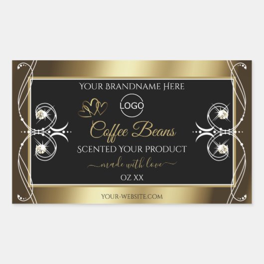 Luxueuze zwarte en goudproducten Etiket juwelen Lo (Voorkant)