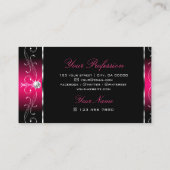 Luxueuze zwarte en roze  grenzen Ornamenten Visitekaartje (Achterkant)