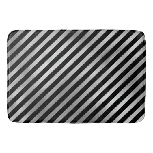 Luxueuze zwarte en witte gestreept baarmoedervlek badmat (Voorkant)