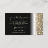 Luxueuze zwarte goudzige glitterInitialen Visitekaartje (Achterkant)