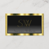 Luxueuze zwarte Lijst gradiënt met monogram Visitekaartje (Voorkant)