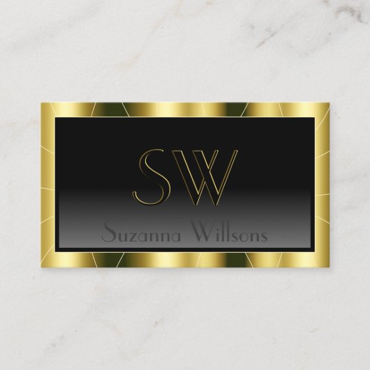 Luxueuze zwarte Lijst gradiënt met monogram Visitekaartje (Voorkant)