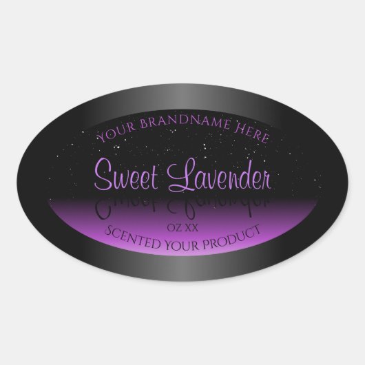 Luxueuze zwarte Paarse productlabels Zachte glitte Ovale Sticker (Voorkant)