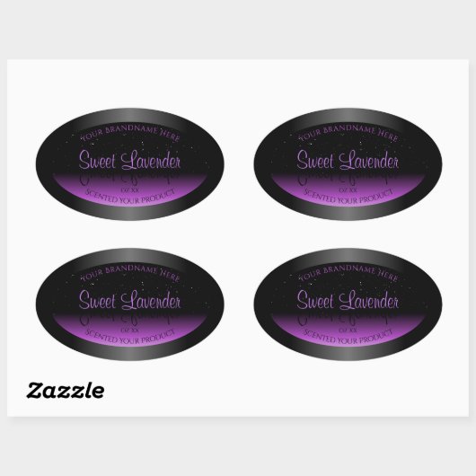 Luxueuze zwarte Paarse productlabels Zachte glitte Ovale Sticker (Vel)
