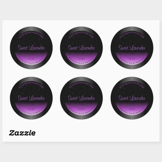 Luxueuze zwarte Paarse productlabels Zachte glitte Ronde Sticker (Vel)