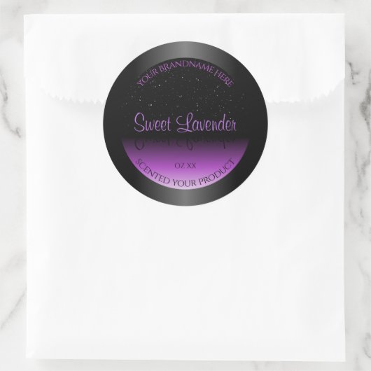 Luxueuze zwarte Paarse productlabels Zachte glitte Ronde Sticker (Tas)