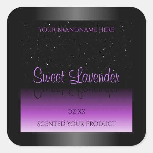 Luxueuze zwarte Paarse productlabels Zachte glitte Vierkante Sticker (Voorkant)