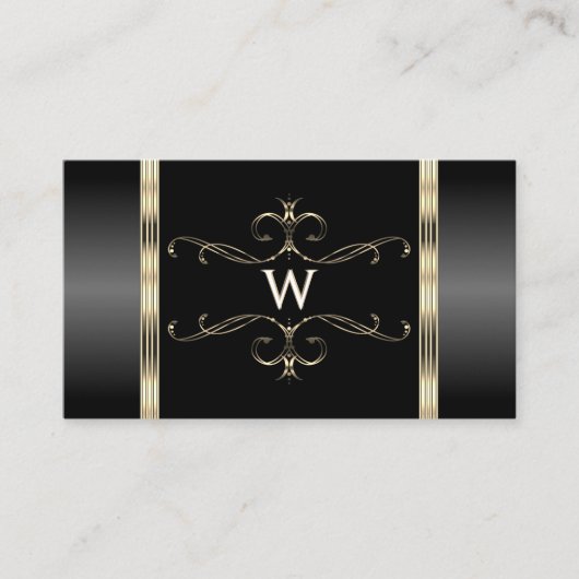 Luxurie Black en Gold  monogram Luxurieachtig Visitekaartje (Voorkant)