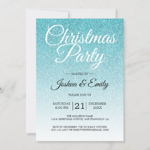 Luxurie Blue Glitter Ombre kerstparty Kaart