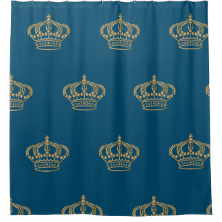 Luxurie Gold Crown Blue Douchegordijn
