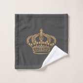 Luxurie Gold Crown Dark Grey Bad Handdoek (Wasdoekje)