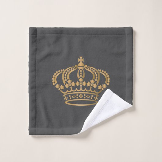 Luxurie Gold Crown Dark Grey Bad Handdoek (Wasdoekje)