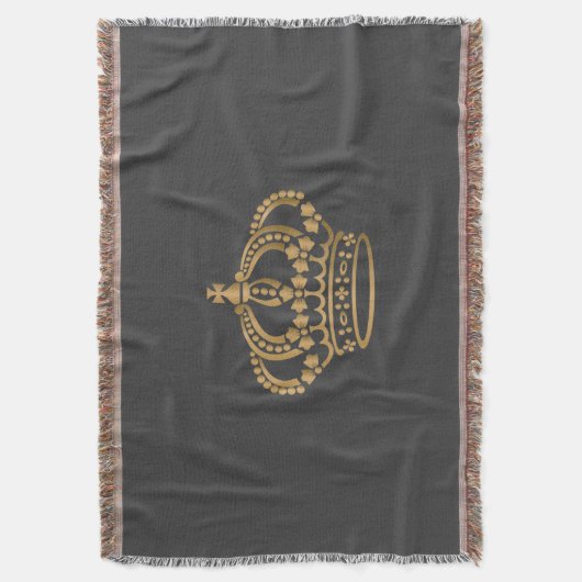 Luxurie Gold Crown Dark Grey Deken (Voorkant Verticaal)